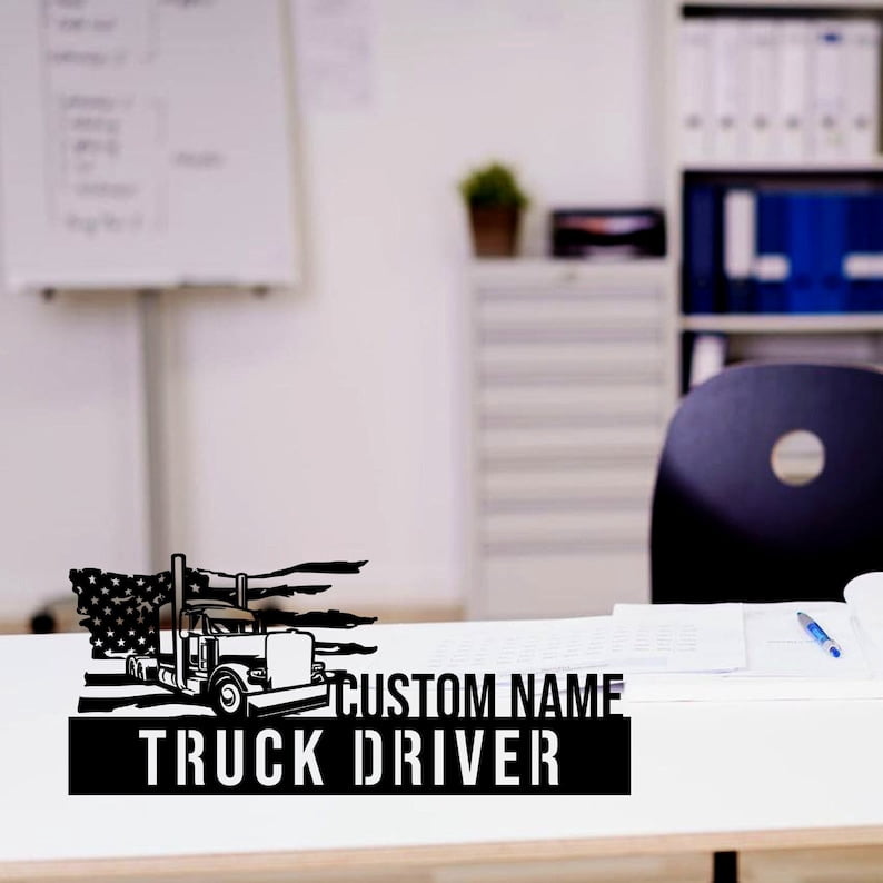 Handmadetneonsign Truck Driver Desk Name Plate, Truck Driver Metal