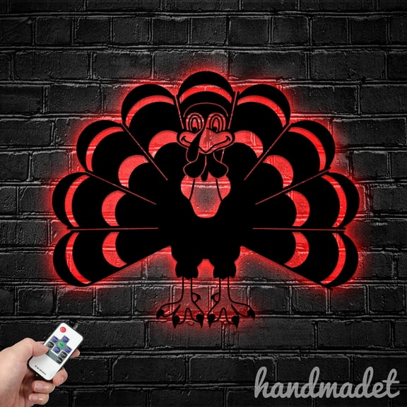 Handmadetneonsign Turkey Metal Wall Art LED Light - ThanksGiving Metal Light Home Decor, ThanksGiving