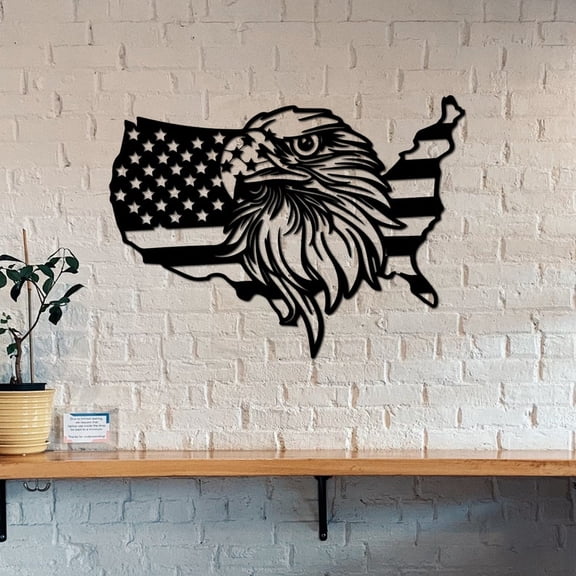 Handmadetneonsign US Flag Eagle Metal Wall Art Light, Eagle Head Metal Sign Wall Decor, Independence Day Metal Decor