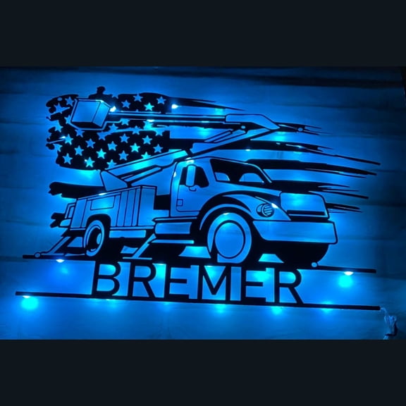 Handmadetneonsign US Lineman Bucket Truck Driver Wall Art Light, Truck Metal Sign Wall Decor, Truck Driver Metal Decor