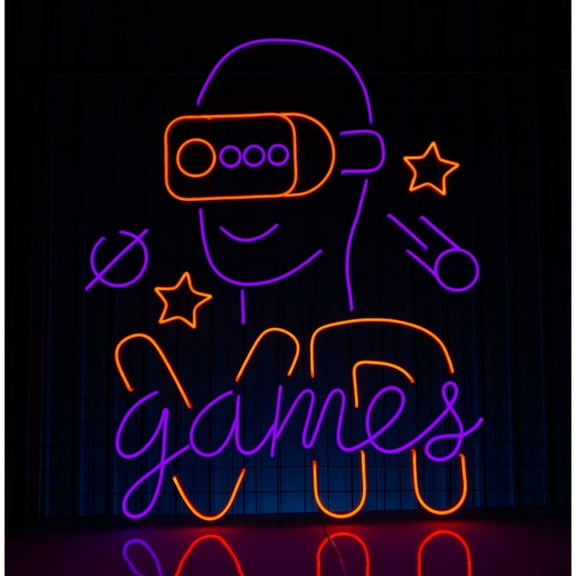 Handmadetneonsign VR Games Neon Sign, Virtual Reality Led Sign, Game Player Led Lights, Custom VR