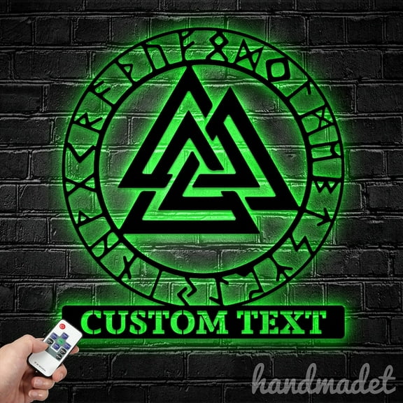 Handmadetneonsign Valknut Metal Wall Art, Valknut Symbol Metal Wall Decor, Knot Of The Slain Wall Decor