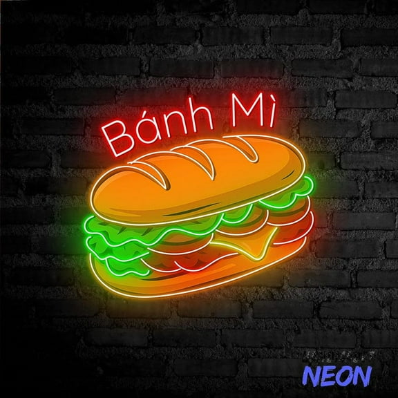 Handmadetneonsign Vietnamese Banh Mi Acrylic Printed Neon Sign, LED Wall Art for Restaurant, Business Welcome 133778
