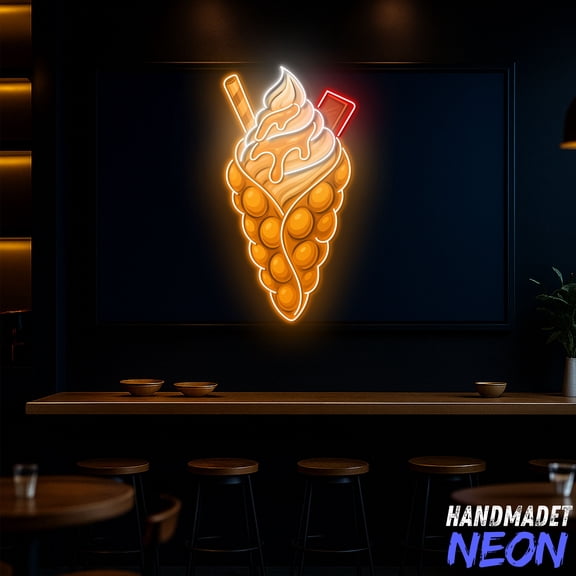 Handmadetneonsign Waffle Neon Sign, Kitchen Decoration, Bakery Shop Neon Sign