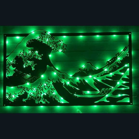 Handmadetneonsign Wave Metal Wall Art Light, Wave Metal Sign Wall Decor, Ocean Wave Metal Decor