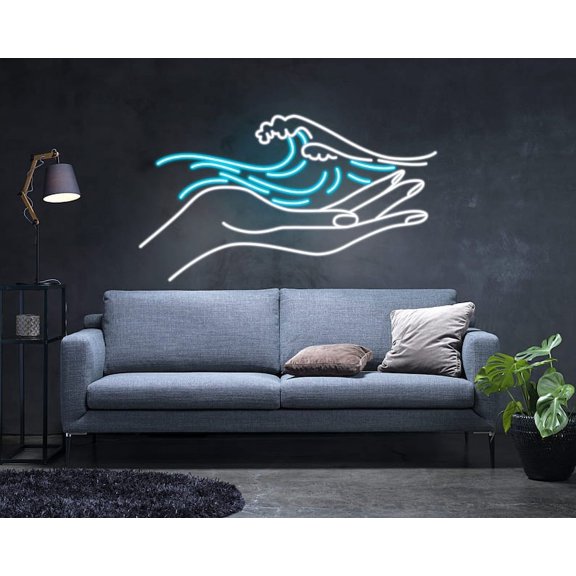 Handmadetneonsign Wave hand Neon Sign, Wave hand Neon Light, Custom Neon Sign, Wave hand Led Sign, Wall Décor
