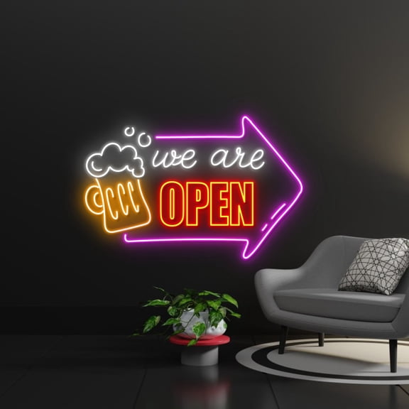 Handmadetneonsign We Are Open Led Sign, Beer Open Neon Sign, Wall Decor, Bar Open Led Light, Custom