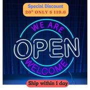 Handmadetneonsign We Are Open Neon Sign, Open Store Wall Art Decor, Welcome To Store Wall Decor