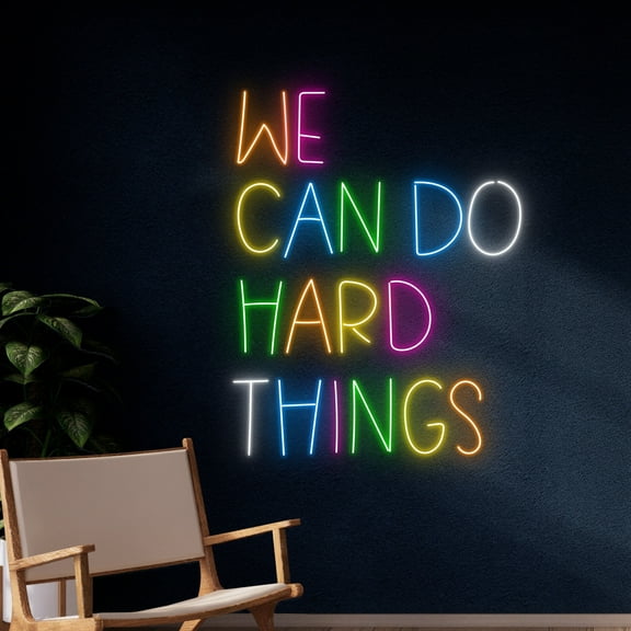 Handmadetneonsign We Can Do Hard Things Neon Sign, Custom Quote LED Light, Personalized Name LED