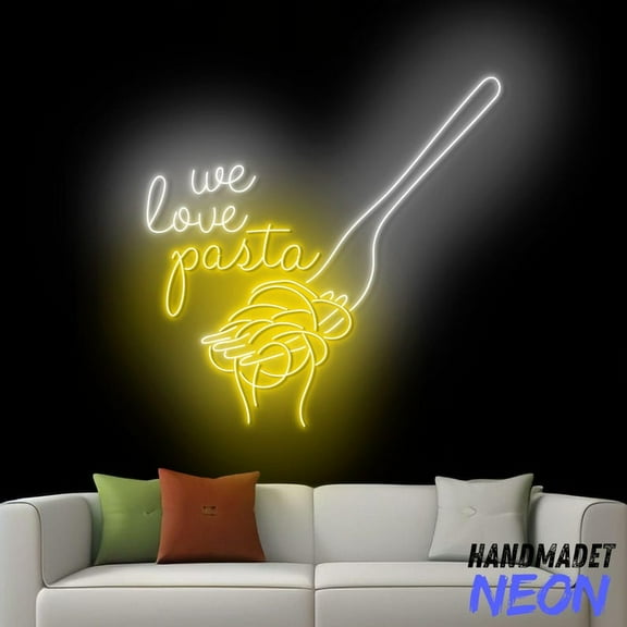 Handmadetneonsign We Love Pasta Neon Sign, Italian Cuisine Led Sign, Food Wall Art, Wall Decor 92984