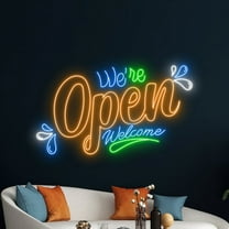 Handmadetneonsign We're Open Welcome Neon Sign, Open Neon Led Art Decor, We Are Open Wall Decor