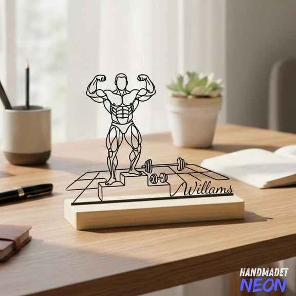 Handmadetneonsign Weightlifting Metal Table Decor with Name, Fitness Motivation Gift, Gift For Him