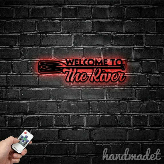 Handmadetneonsign Welcome To The River Metal Wall Art Light, Open Metal Sign Wall Decor, House Metal Decor 52477