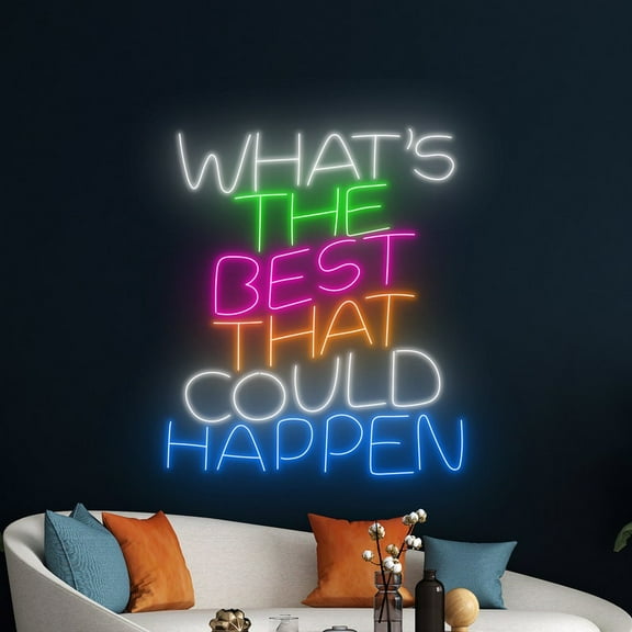 Handmadetneonsign What's The Best That Could Happen Neon Sign, Quote Wall Art Decor, Text Wall Decor