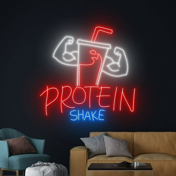 Handmadetneonsign Whey Nutrition Neon Sign, Gym Wall Art Decor, Protein Shake Led Light Wall Decor