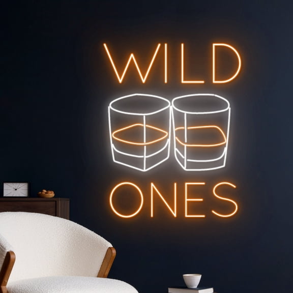 Handmadetneonsign Wild Ones Whiskey Led Sign, Whiskey Neon Light, Whiskey Glass Neon Sign