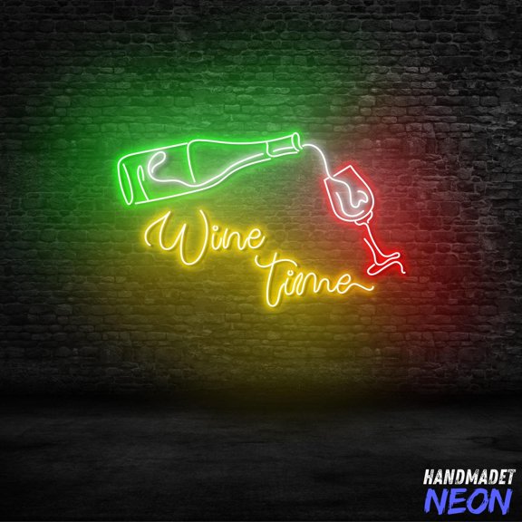 Handmadetneonsign Wine Time Neon Sign For Wall Decor, Wine Glass Neon Light, Bar Wall Decor 134489