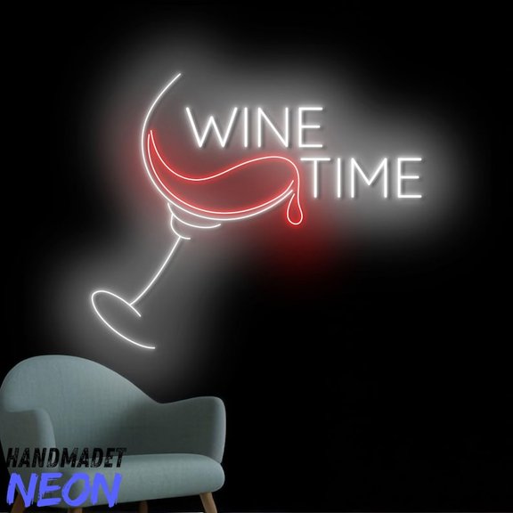 Handmadetneonsign Wine Time Neon Sign, Wine Glass Led Sign, Drink Bar Wall Art, Home Wall Decor 91095