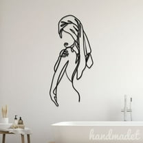 Handmadetneonsign Woman Bathroom Metal Wall Art Light, Girl Line Art Metal Sign Wall Decor, Bathroom Metal Decor