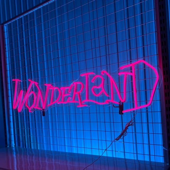 Handmadetneonsign Wonderland Leaf Neon Sign, Wonderland Signs Wall Art Decor, Home Bar Pub Coffee Wall Decor