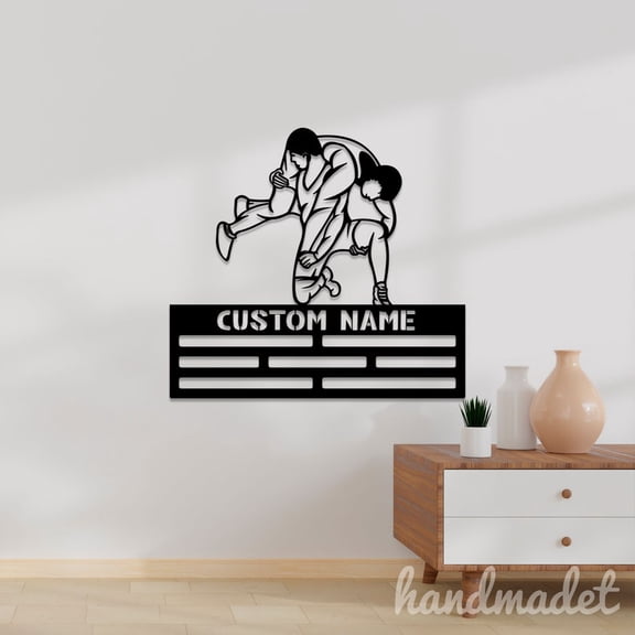 Handmadetneonsign Wresting Medal Hanger Metal Wall Art Light, Wresting Name Metal Sign Wall Decor, Wresting Metal Decor 45881