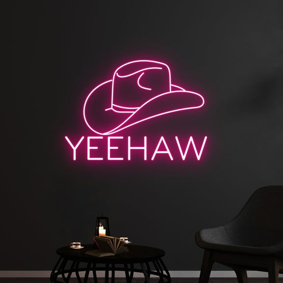 Handmadetneonsign Yeehaw Cowboy Hat Neon Sign, Western Hat Neon Light, Cowboy Hat Led Light