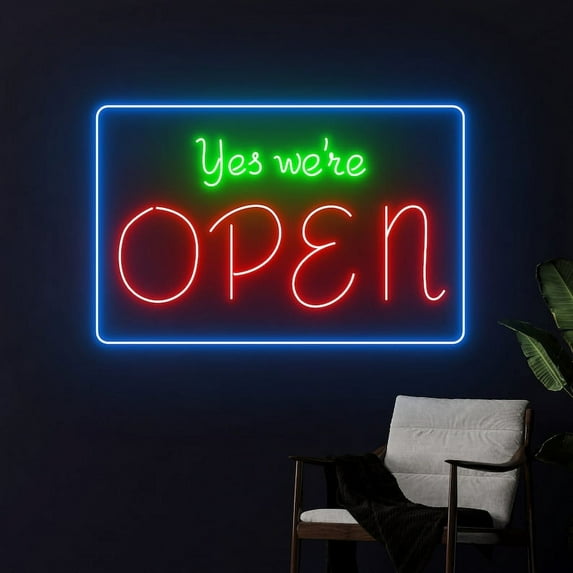 Handmadetneonsign Yes We're Open Led Sign, We Are Open Neon Sign, Open Led Light, Custom Text Light