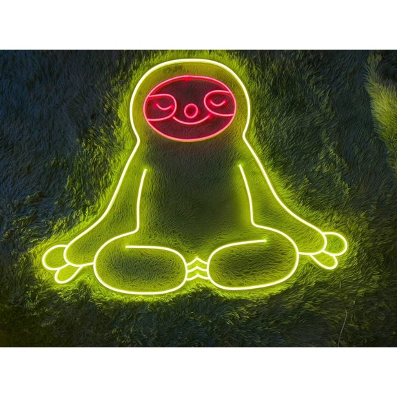 Handmadetneonsign Yoga Statue Sloth Neon Sign, Yoga Statue Sloth LED Sign, Animal Neon Sign, Pet