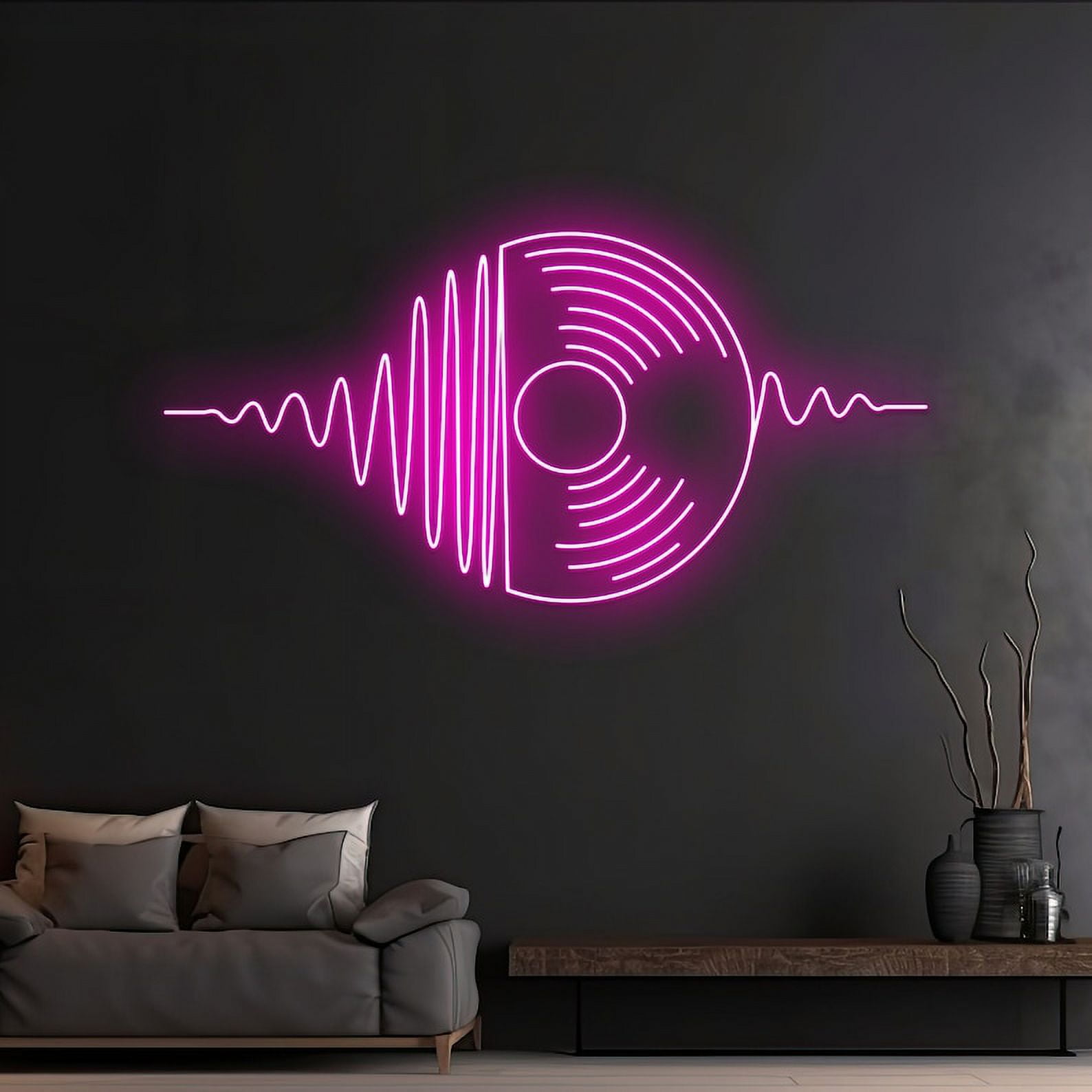 HandmadetneonsignCustom Record Disc Led Sign, Music Sound Wave Neon ...