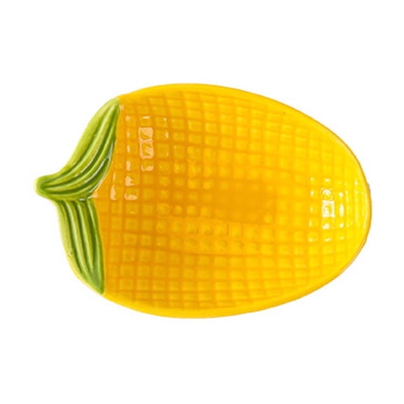 Handpainted Ceramic Corn Cob Serving Plates Large Family Dinnerware Microwave Dishwasher Friendly Unique Shape