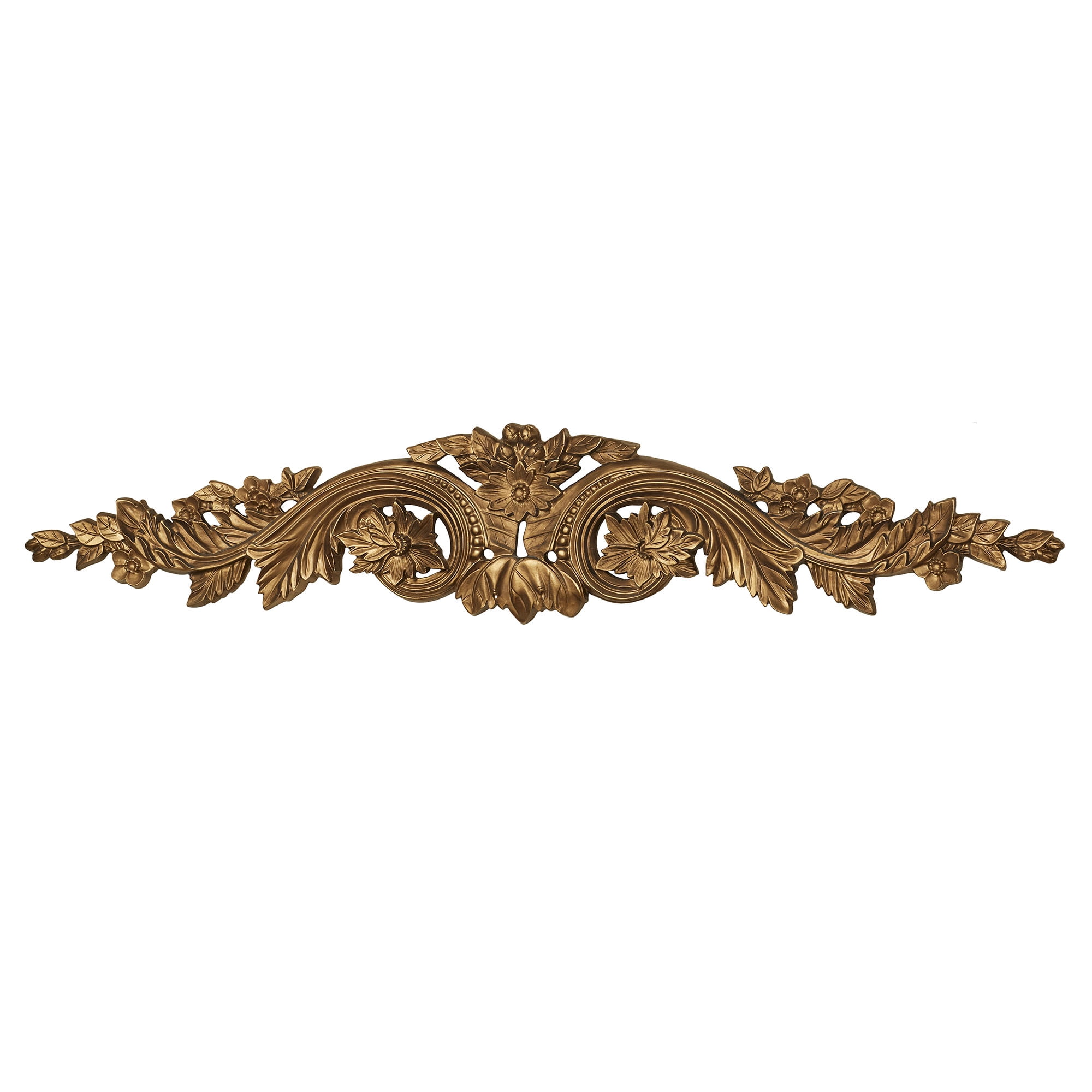 Handpainted Flowering Medallion Aged Gold Large Wall Topper ...