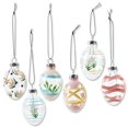 thumbnail image 1 of Handpainted Glass Easter Egg Ornaments - Set of 12 (6 designs, 2 of each), 1-3/8" x 2" ornaments, Easter Decor, 1 of 12