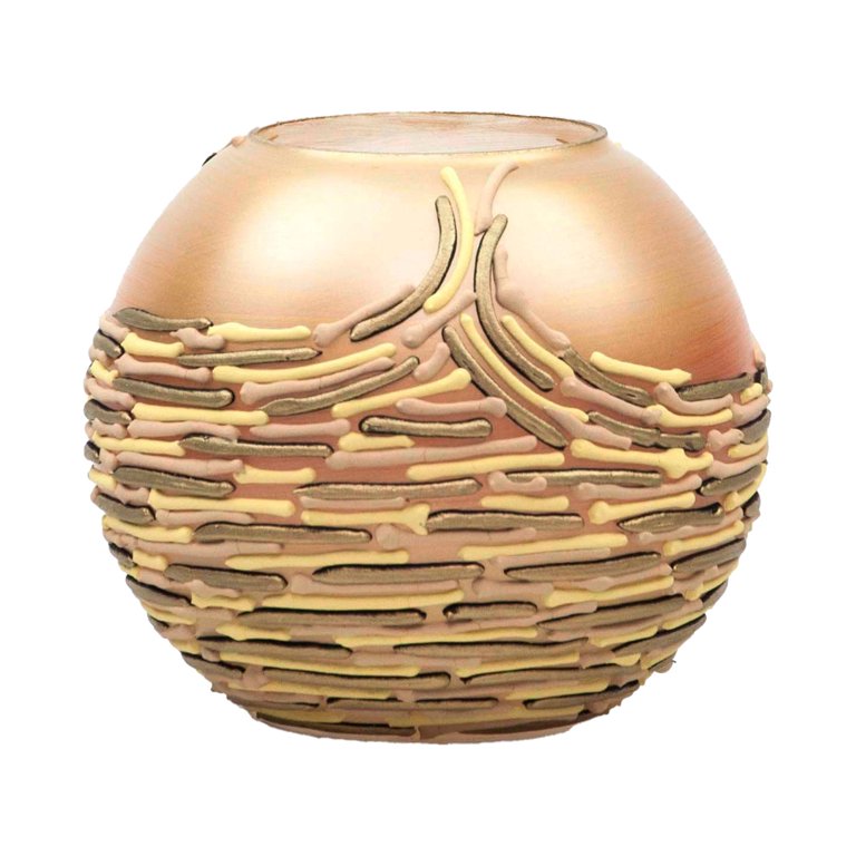 Handpainted Glass Vase - Textured Gold Designer Vase - Elegant Home Decor
