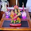 Handpainted Maa Durga Idol | Maa Durga Mitti Ki Murti | Durga MATA Statue Sitting On Lion | Sherawali MATA Murti for Pooja, Home Decor, Auspicious Gifting(8 Inches)