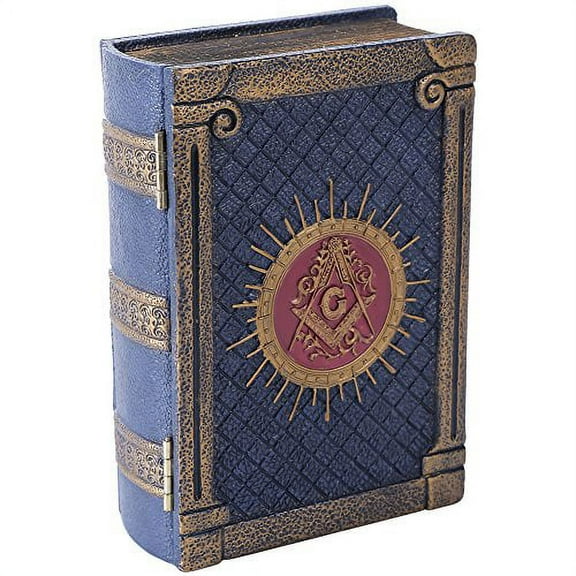 Handpainted Resin Antique-Look Freemason Masonic Symbol Book-Shaped Box