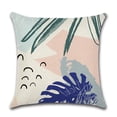 thumbnail image 1 of Handpainted Tropical Flower Cushion Cover Green Leaf Pillowcase Decorative Pillow Sofa Throw, 1 of 5