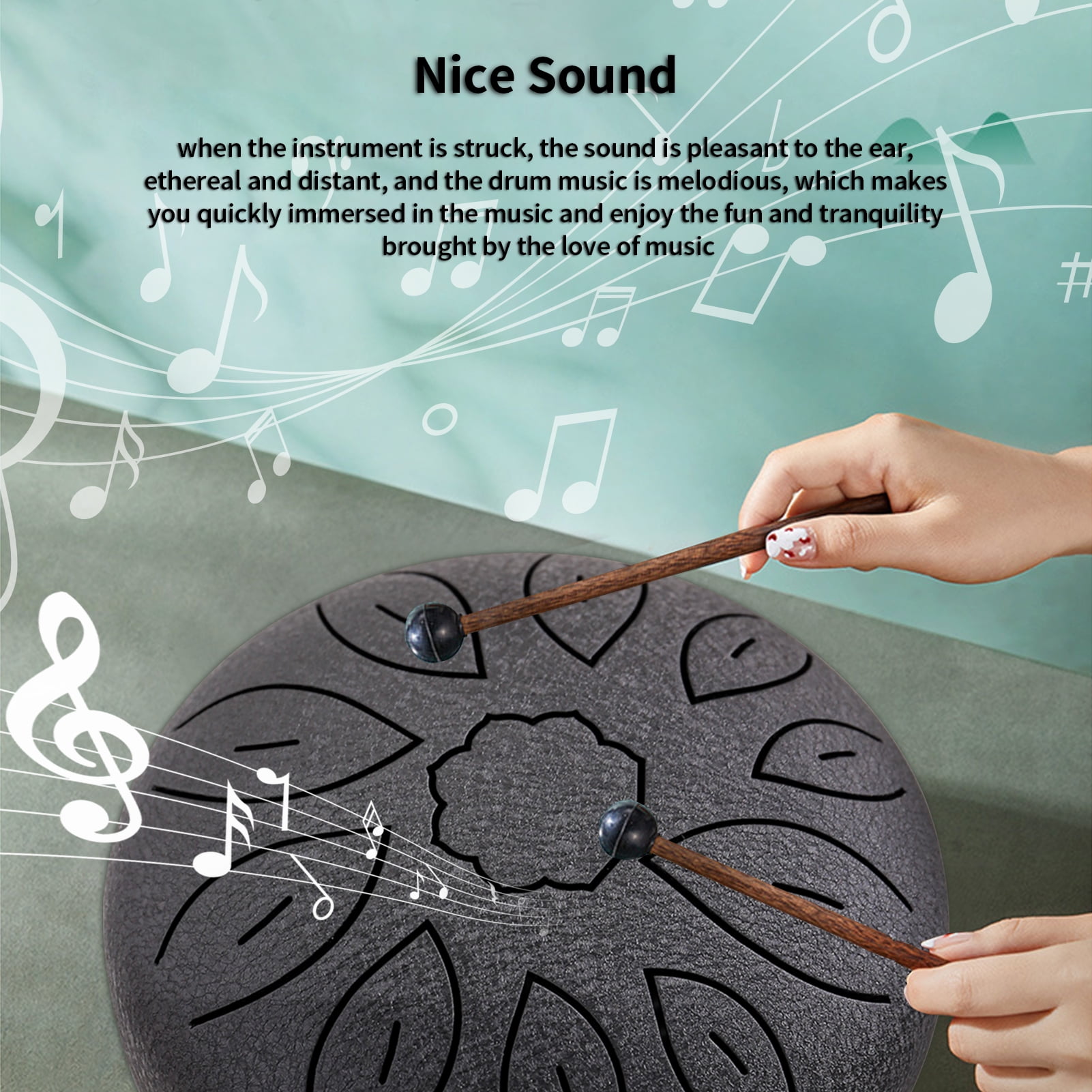 Handpan Drum Steel Tongue Drum 6-Inch Handpan 11 Notes C Key, Zen Percussion Instrument for Meditation Yoga