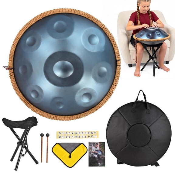 Handpan Drum for Kids, 9 Notes Meditation Drum 18 Inches in G Minor, Handpan Set, Metal Musical Instrument for Yoga, Meditation, Performance
