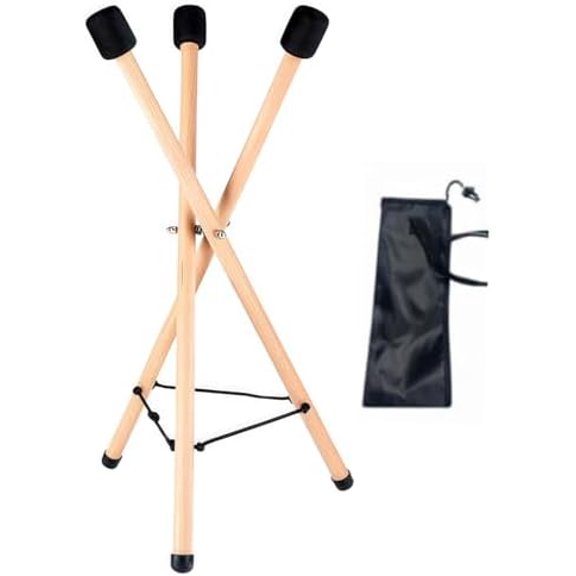 Handpan Stand & Tongue Drum Holder - Adjustable Solid Wood Tripod Bracket for 12 to 22 Inch Hand Pans & Percussion Instruments, Sturdy & Extendable$$Music