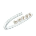 thumbnail image 1 of Rosec Jewels Handpicked Freshwater Pearl Wrap Ring with Diamond for Women (AAA Quality), 18K White Gold, US 11.00, 1 of 8