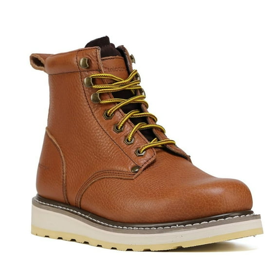 Euchirus Men's Classic 6" Leather Soft Toe Waterproof Work Boots Size Brown H84984 Size 12