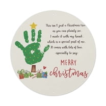 Handprint Christmas Tree Round Tin Sign Vintage Metal Poster Living Room Bar Man Cave Home Wall Art Decor 8x8inch