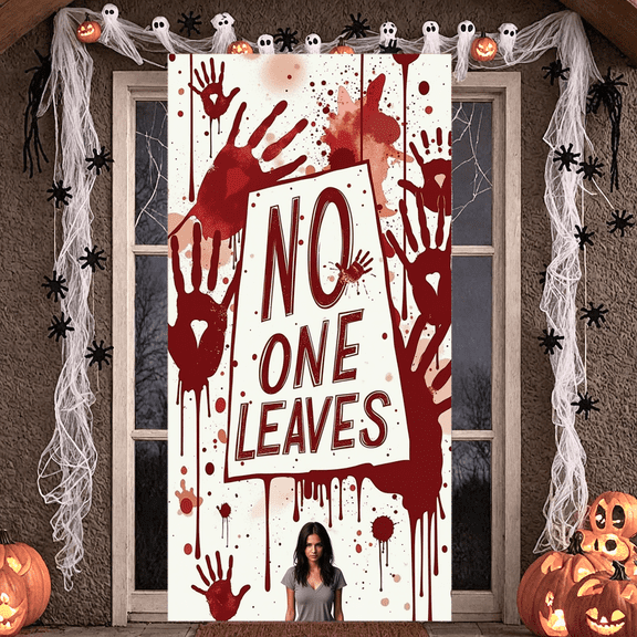 Handprint Design Halloween Theme Dark Horror Escape Room Banner Decoration for Haunted House Horror Event Party Decoration