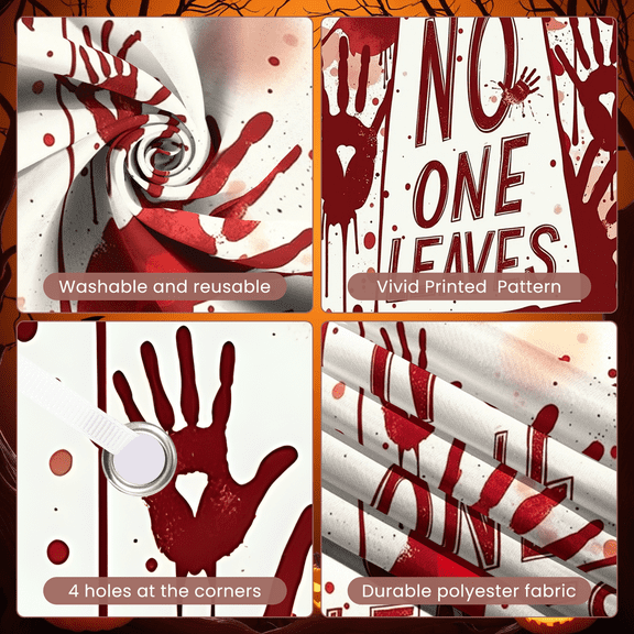 Handprint Design Halloween Theme Dark Horror Escape Room Banner Decoration for Haunted House Horror Event Party Decoration