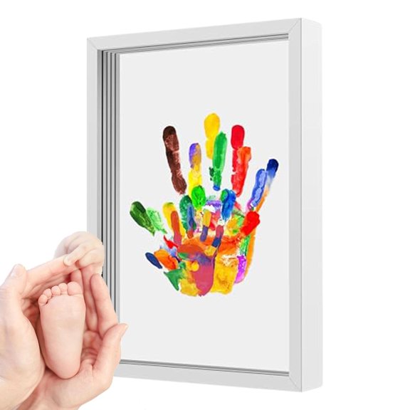 Handprint Family Kit,Handprint Keepsake Kit | Handprint Keepsake Waiting Frame - Transparent Leaves Kit, Elegant Wooden Frame, Transparent Kit Artesan
