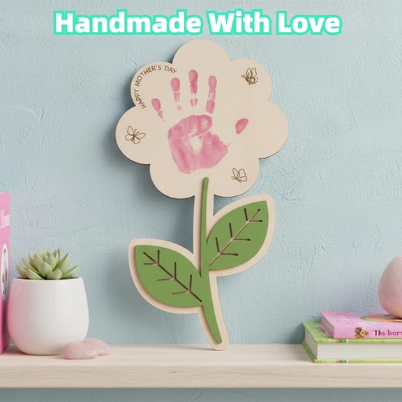 Handprint Flower Art Kit for Kids Mothers Day Handmade Craft Easy & Fun Activity Create Lasting Memory DIY Handprint Painting Gift for Mom Size 5.1" x 9.8"