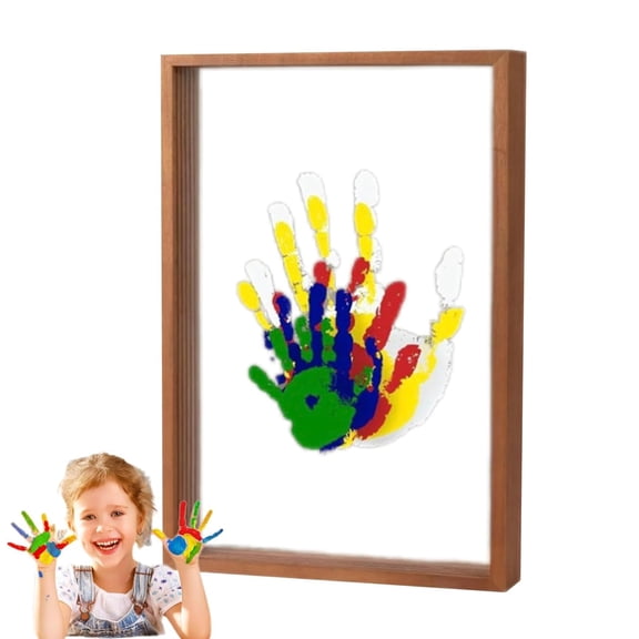 Handprint Keepsake Kit, Keepsake Hand Footprint Frame - Handprint Keepsake Waiting Frame,Transparent Leaves Kit, Elegant Wooden Frame, Craft Transparent Kit