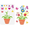 thumbnail image 1 of Handprint Plant Painting Stencil 8.3x11.7inch Large Flowerpot Stencil Reusable Flowers Butterflies Bees Drawing Template Star Heart Triangle Pattern Stencil for Home DIY Crafts Decor for DIY, 1 of 7