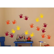 Handprint Vinyl Wall Decals Sticker, Great for Classroom, Daycares and Preschool, Orange/Yellow/Red, 18 Piece