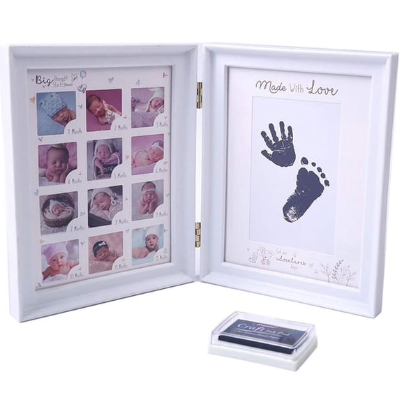 Handprint and Footprint Picture Frame Kit Newborn Keepsake Display for Growth Memories Elegant Dual- for Home and Nursery Decor